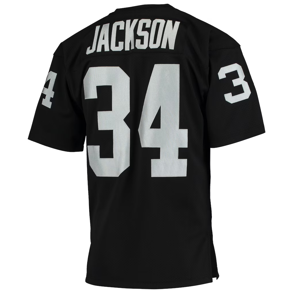 Punc LV.Raiders 1990 #34 Bo Jackson Mitchell & Ness Black Authentic Throwback Retired Player Stitched Puhic Jersey