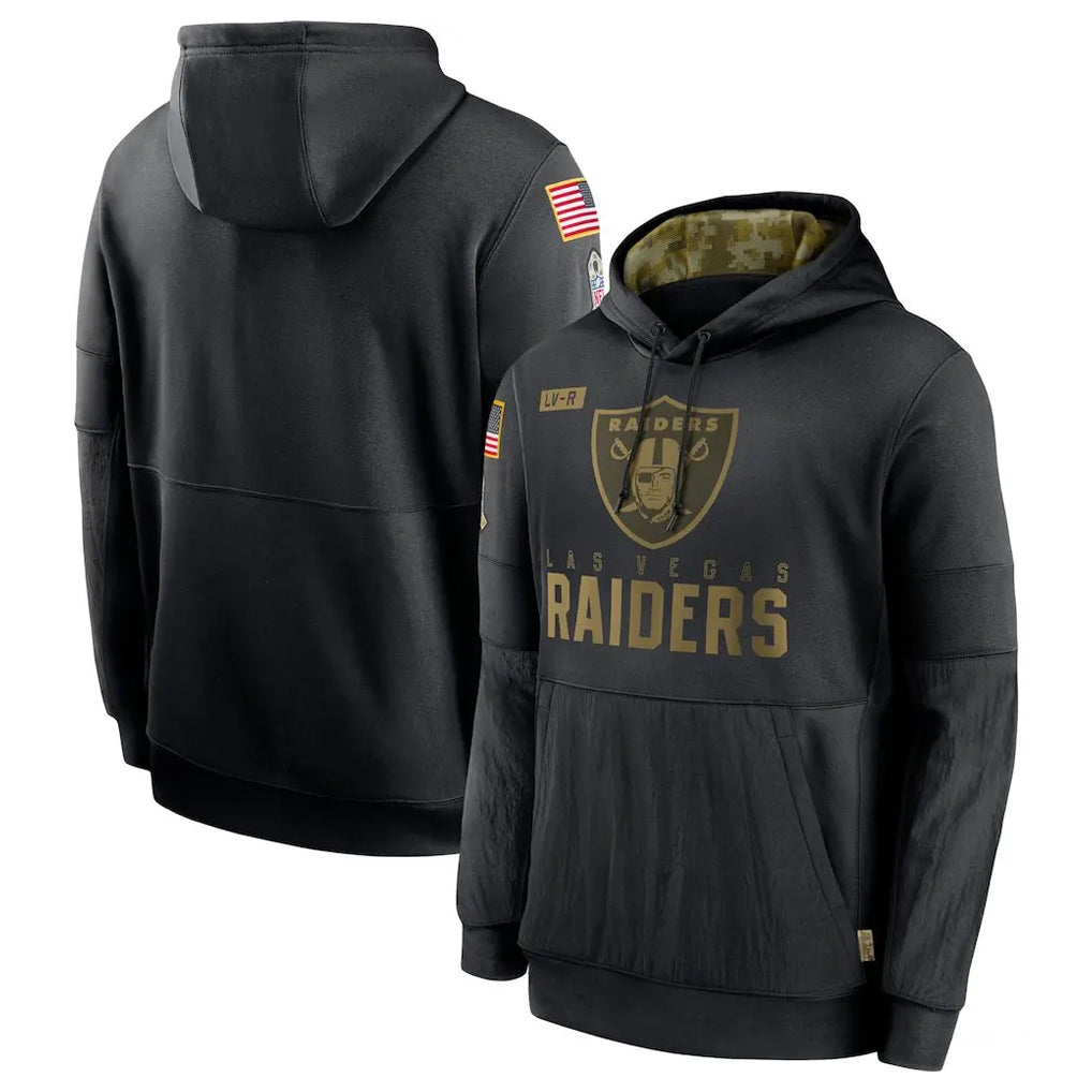 Punc LV.Raiders Black Salute to Service Hoodies Limited Game Blank Player Stitched Jerseys
