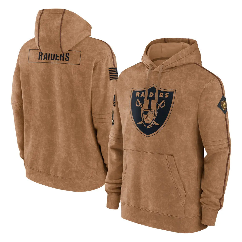 Punc LV.Raiders Brown Salute to Service Hoodies Limited Game Blank Player Stitched Jerseys