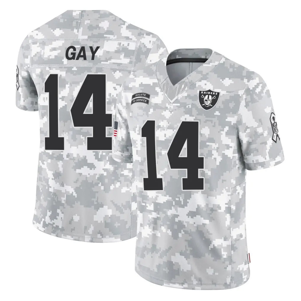 Punc LV.Raiders #14 Matt Gay Player Arctic Camo Salute To Service Limited Game Stitched Jerseys