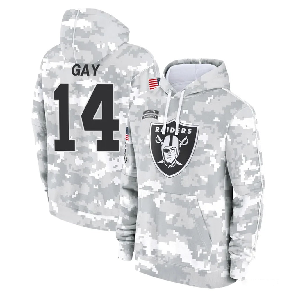 Punc LV.Raiders #14 Matt Gay Player Arctic Camo Salute to Service Hoodies Limited Game Stitched Jerseys