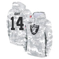 Punc LV.Raiders #14 Matt Gay Player Arctic Camo Salute to Service Hoodies Limited Game Stitched Jerseys