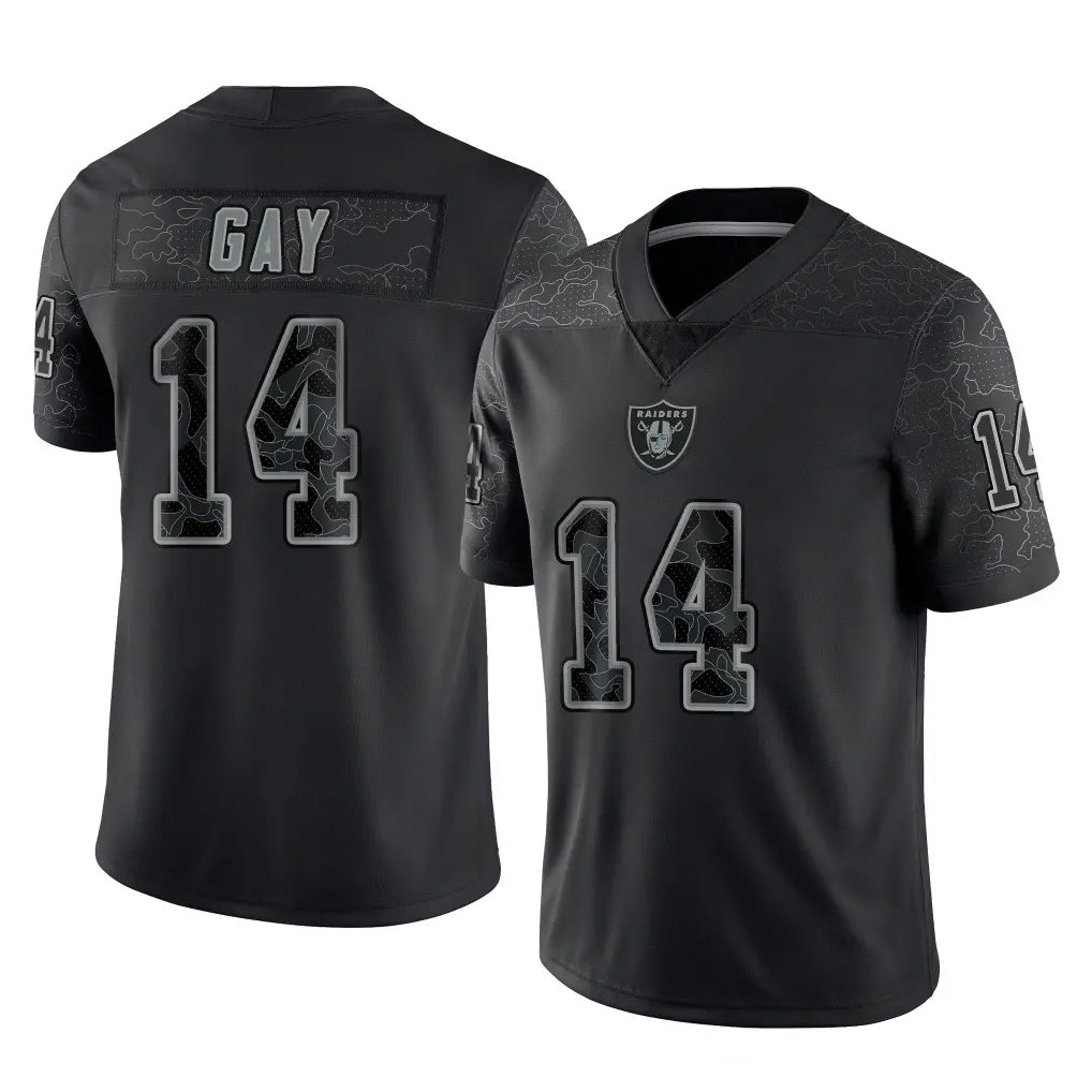 Punc LV.Raiders #14 Matt Gay Player Black Reflective Limited Game Stitched Jerseys