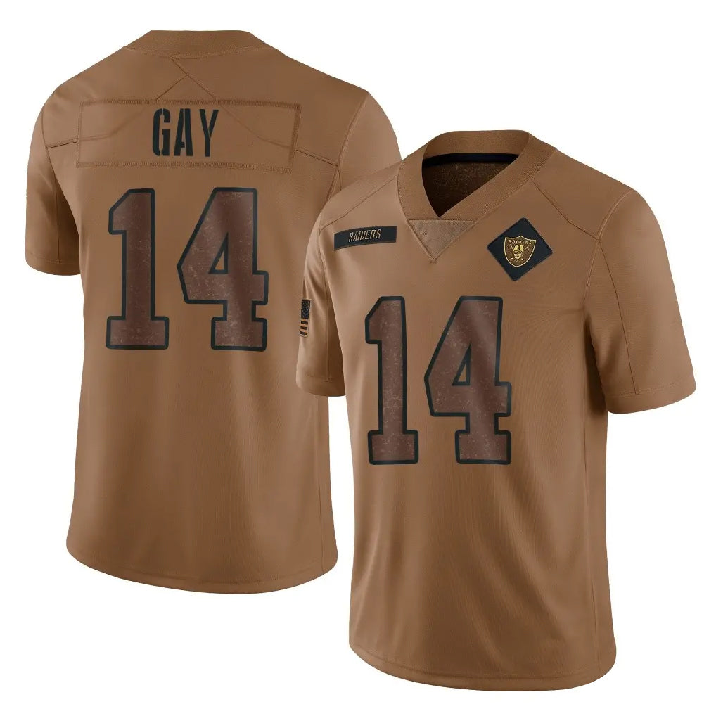 Punc LV.Raiders #14 Matt Gay Player Brown Salute To Service Limited Stitched Jerseys