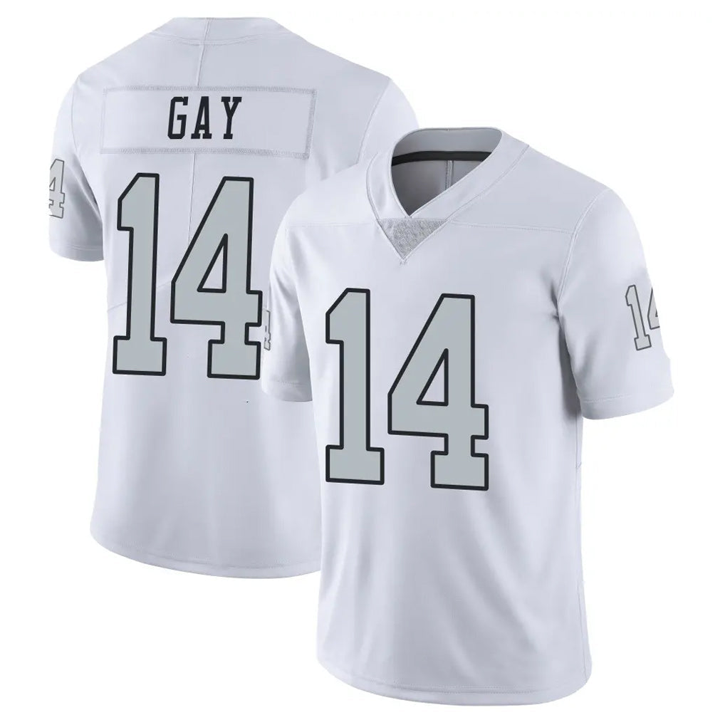 Punc LV.Raiders #14 Matt Gay Player White Limited Color Rush Home Game Stitched Jerseys