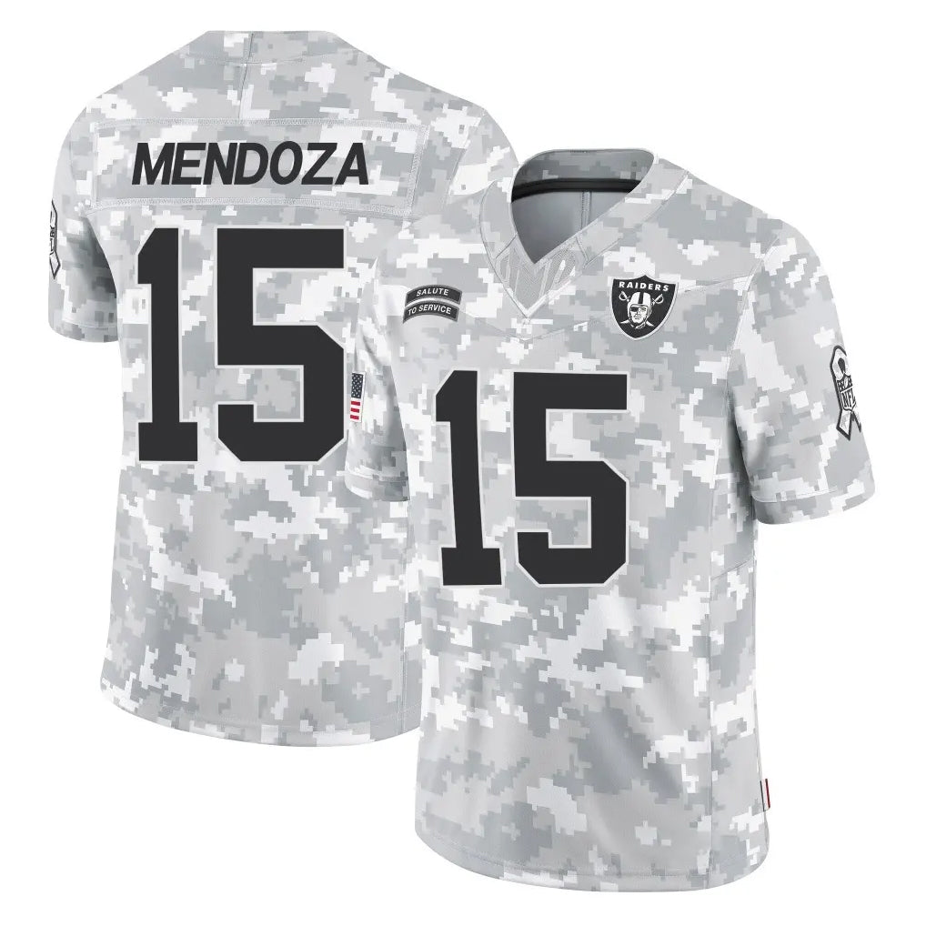 Punc LV.Raiders #15 Fernando Mendoza Player Arctic Camo Salute To Service Limited Game Stitched Jerseys