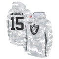 Punc LV.Raiders #15 Fernando Mendoza Player Arctic Camo Salute to Service Hoodies Limited Game Stitched Jerseys