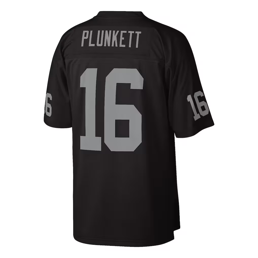 Punc LV.Raiders #16 Jim Plunkett Mitchell & Ness Black 1980 Legacy Replica Stitched Puhic Jersey