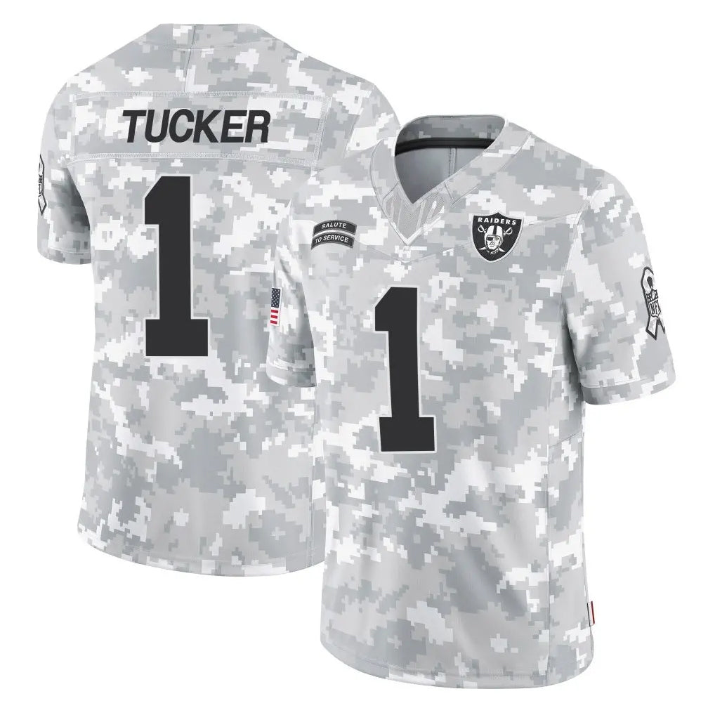Punc LV.Raiders #1 Tre Tucker Player Arctic Camo Salute To Service Limited Game Stitched Jerseys