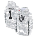 Punc LV.Raiders #1 Tre Tucker Player Arctic Camo Salute to Service Hoodies Limited Game Stitched Jerseys