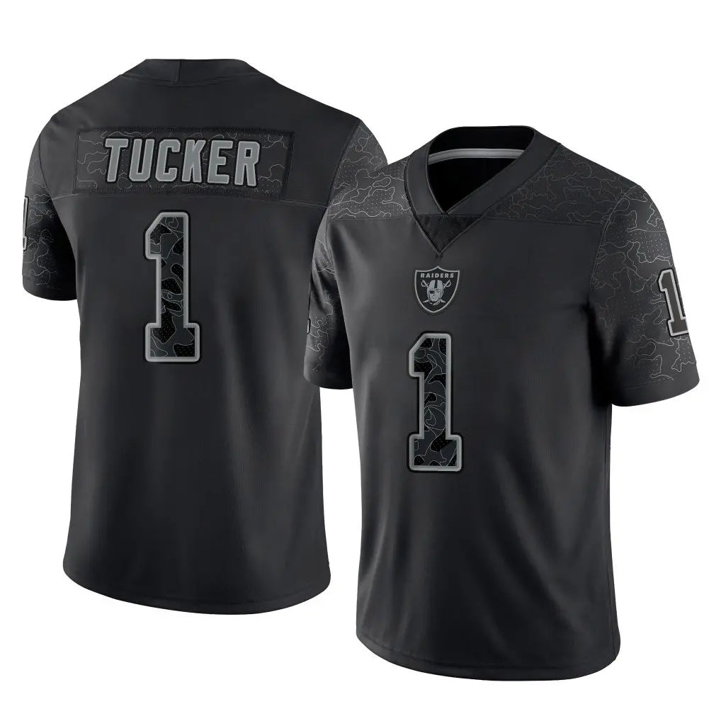 Punc LV.Raiders #1 Tre Tucker Player Black Reflective Limited Game Stitched Jerseys