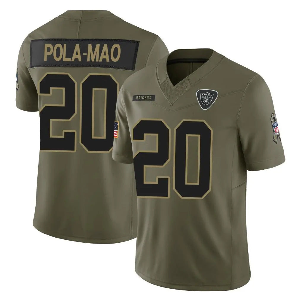Punc LV.Raiders #20 Isaiah Pola-Mao Player Olive 2025 Salute To Service Limited Game Stitched Jerseys