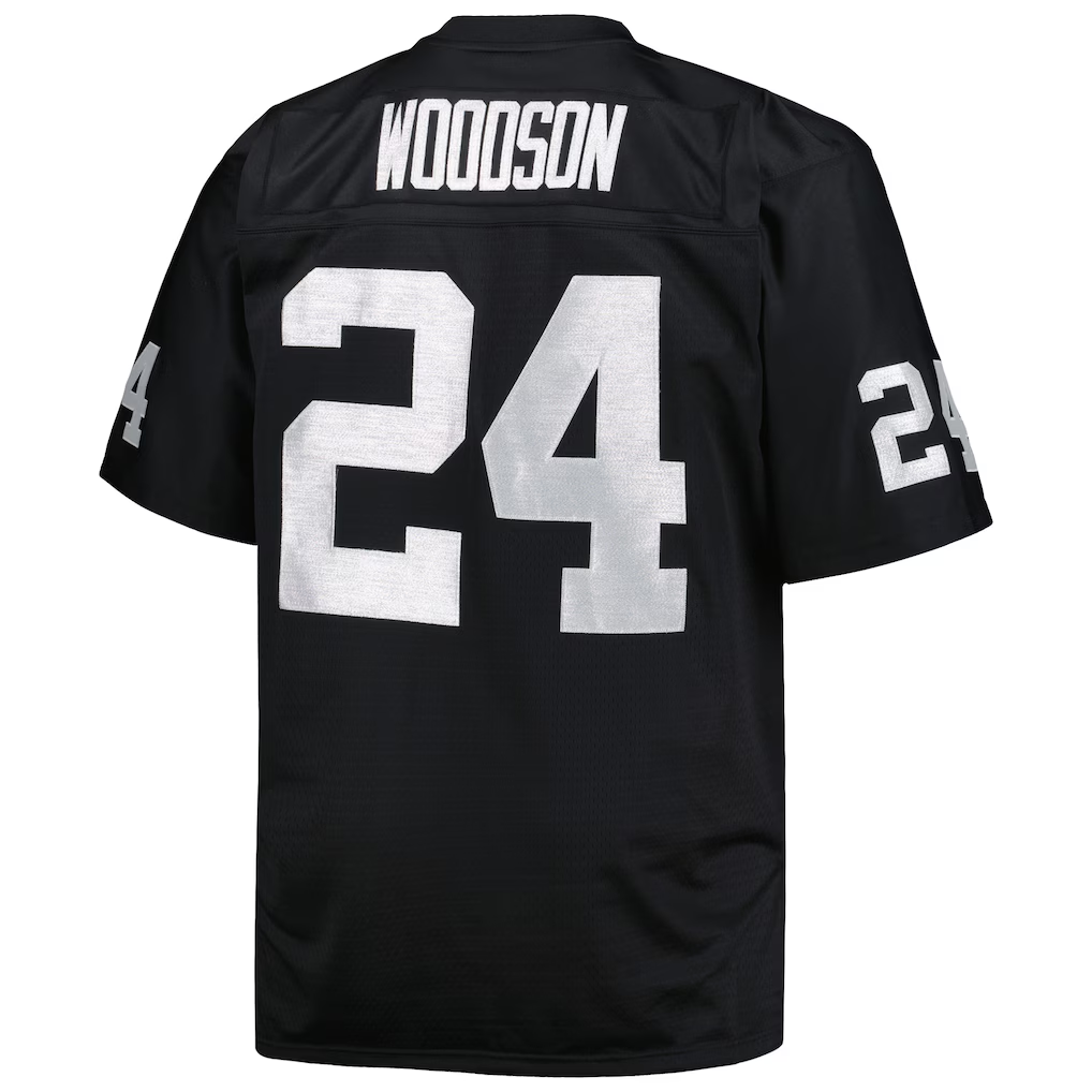 Punc LV.Raiders #24 Charles Woodson Mitchell & Ness Black Big & Tall 1998 Retired Player Replica Jersey