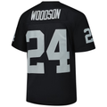 Punc LV.Raiders #24 Charles Woodson Mitchell & Ness Black Legacy Replica Jersey Stitched Puhic