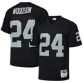 Punc LV.Raiders #24 Charles Woodson Player Mitchell & Ness Black Legacy Replica Stitched Jerseys