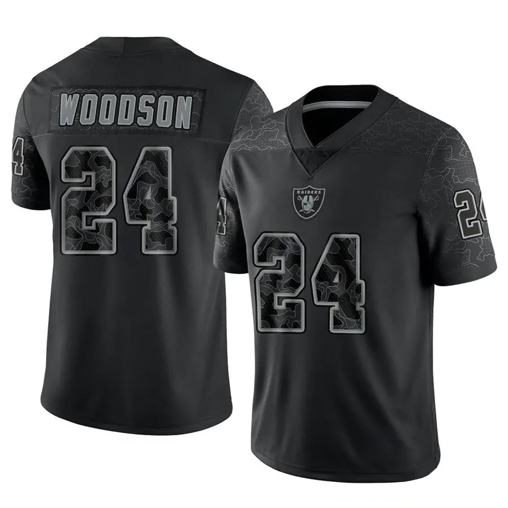 Punc LV.Raiders #24 Charles Woodson Player RFLCTV Limited Black Stitched Jerseys
