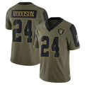 Punc LV.Raiders #24 Charles Woodson Player Salute To Service Olive Stitched Jerseys