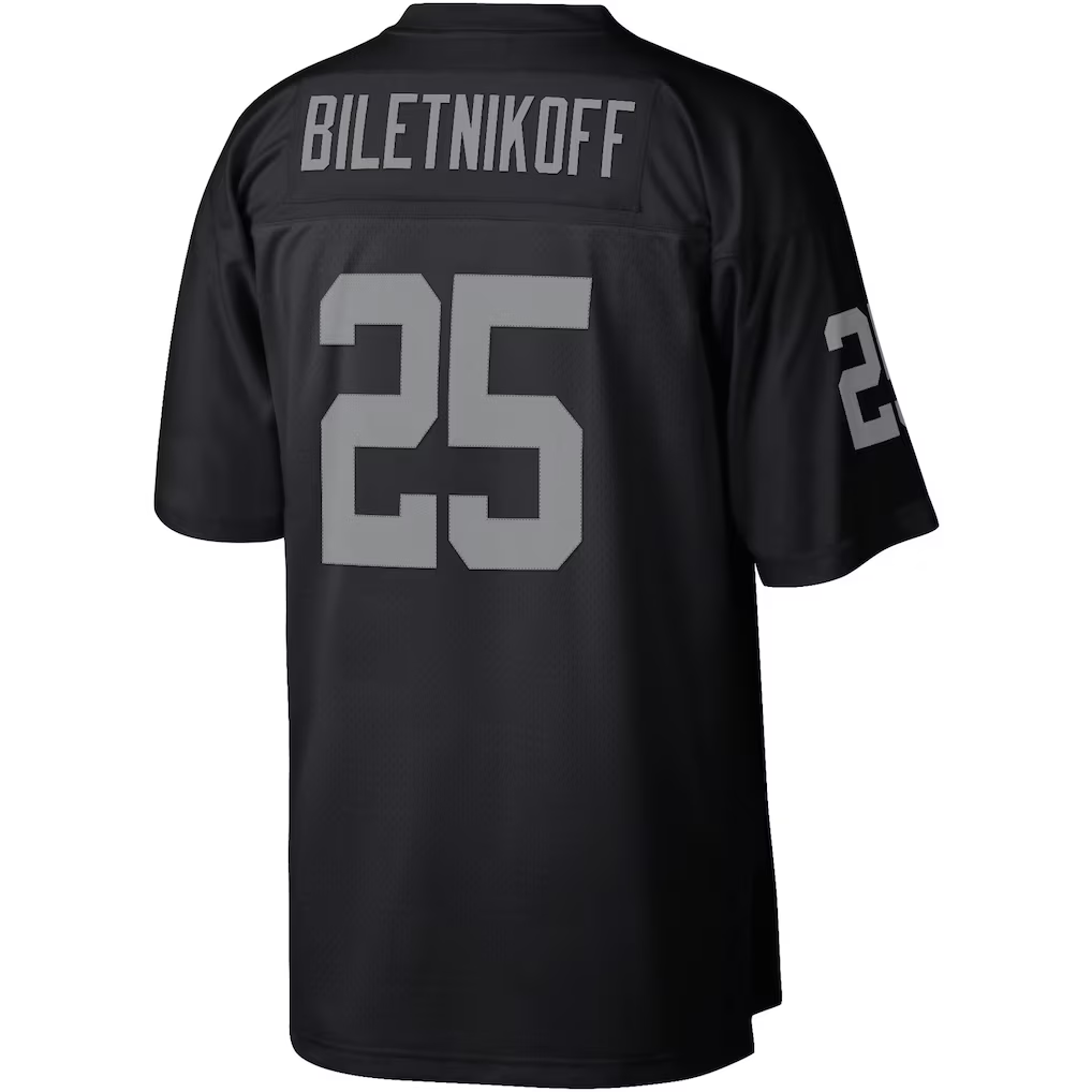 Punc LV.Raiders #25 Fred Biletnikoff Mitchell & Ness Black Legacy Replica Jersey