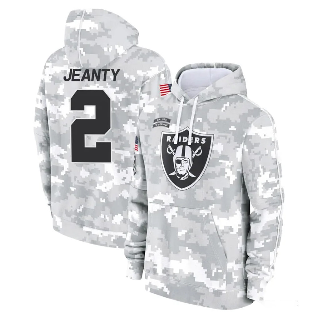 Punc LV.Raiders #2 Ashton Jeanty Player Arctic Camo Salute to Service Hoodies Limited Game Stitched Jerseys