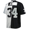 Punc LV.Raiders #34 Bo Jackson Mitchell & Ness BlackSilver Big & Tall Split Legacy Retired Player Replica Jerseys