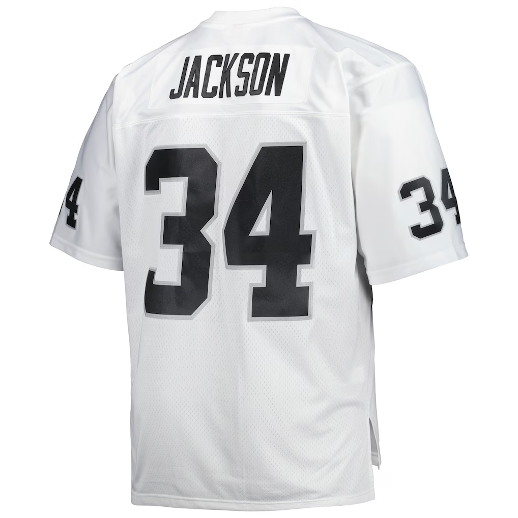 Punc LV.Raiders #34 Bo Jackson Mitchell & Ness White Big & Tall 1988 Retired Player Replica Stitched Jerseys