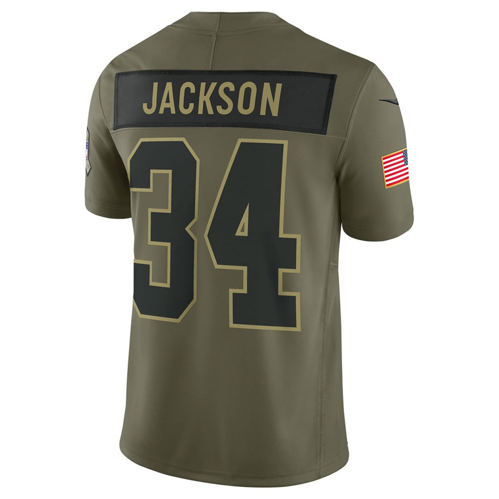 Punc LV.Raiders #34 Bo Jackson Player Salute To Service Limited Olive Stitched Jerseys