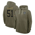 Punc LV.Raiders #51 Malcolm Koonce Player Olive Salute to Service Pullover Hoodies Limited Stitched Jerseys