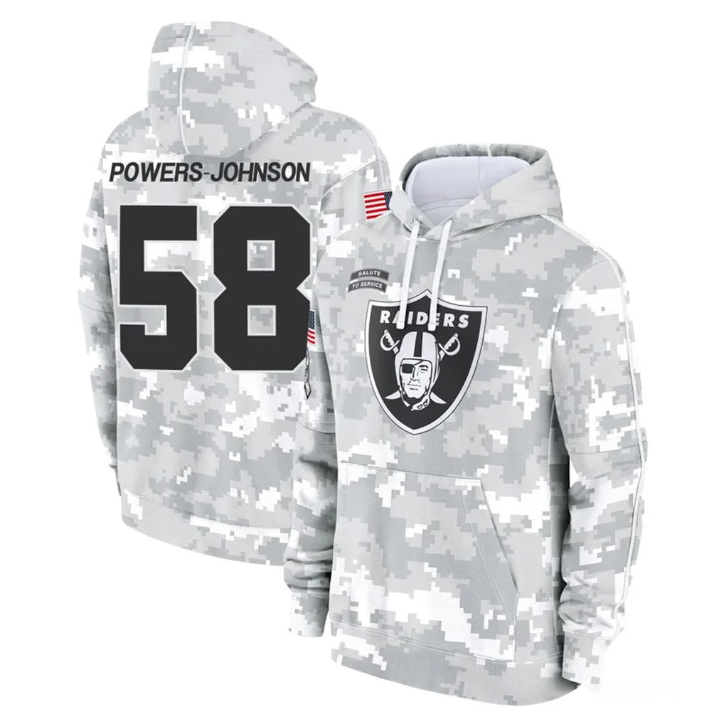 Punc LV.Raiders #58 Jackson Powers-Johnson Player Arctic Camo Salute to Service Hoodies Limited Game Stitched Jerseys