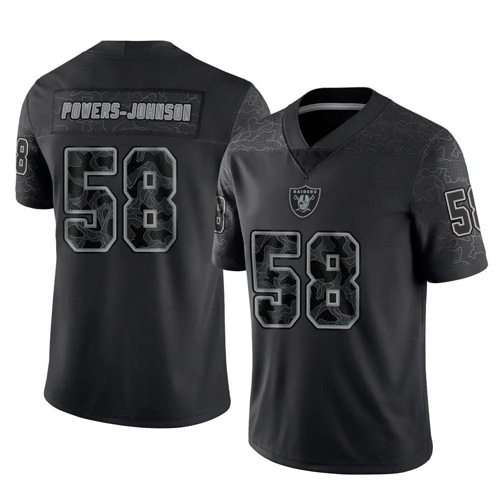 Punc LV.Raiders #58 Jackson Powers-Johnson Player Black Reflective Limited Game Stitched Jerseys