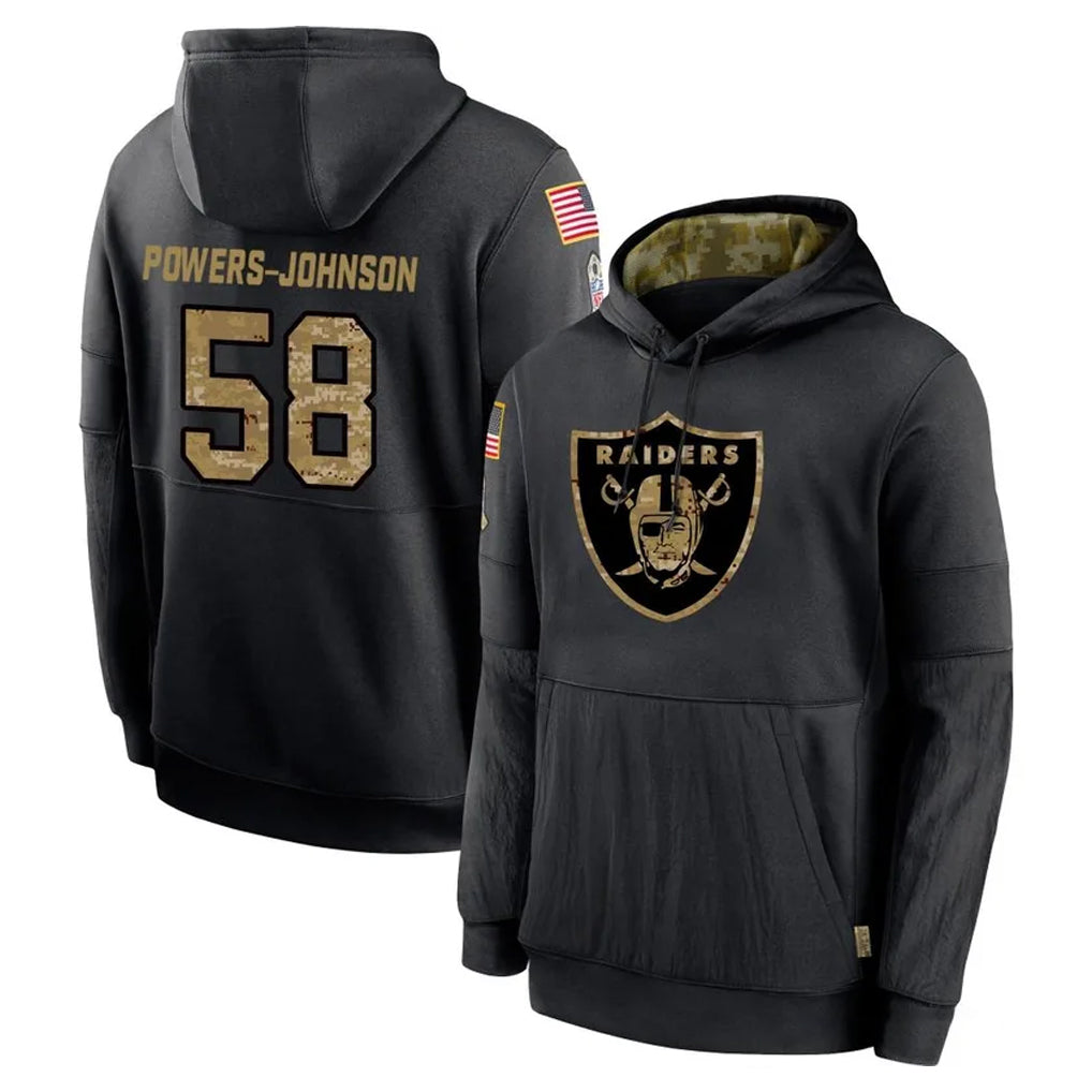 Punc LV.Raiders #58 Jackson Powers-Johnson Player Black Salute to Service Hoodies Limited Game Stitched Jerseys
