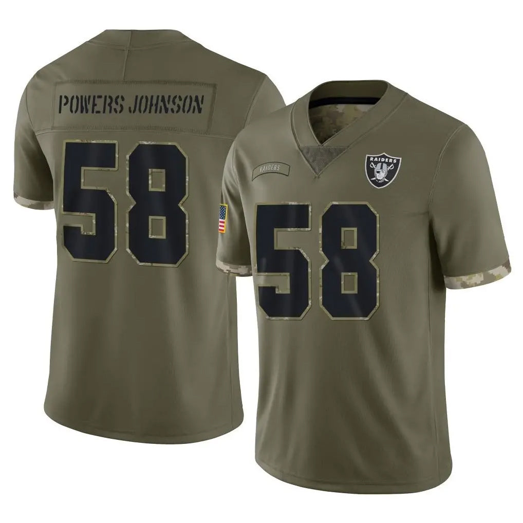 Punc LV.Raiders #58 Jackson Powers-Johnson Player Olive Salute To Service Limited Stitched Jerseys