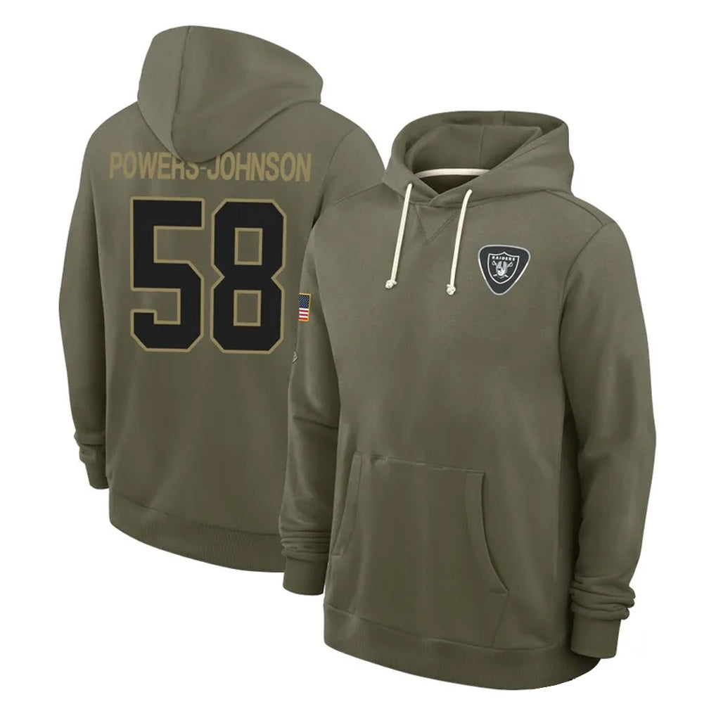 Punc LV.Raiders #58 Jackson Powers-Johnson Player Olive Salute to Service Pullover Hoodies Limited Stitched Jerseys