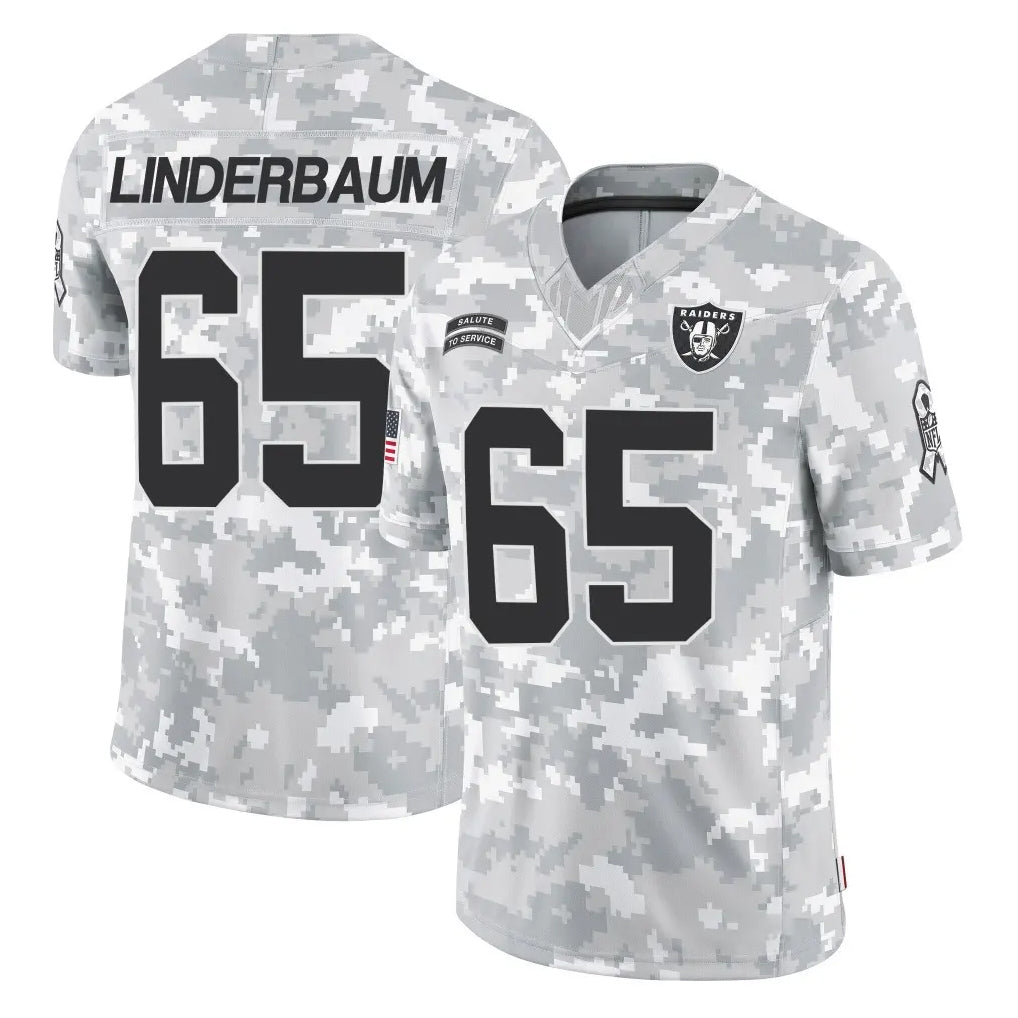 Punc LV.Raiders #65 Tyler Linderbaum Player Arctic Camo Salute To Service Limited Game Stitched Jerseys