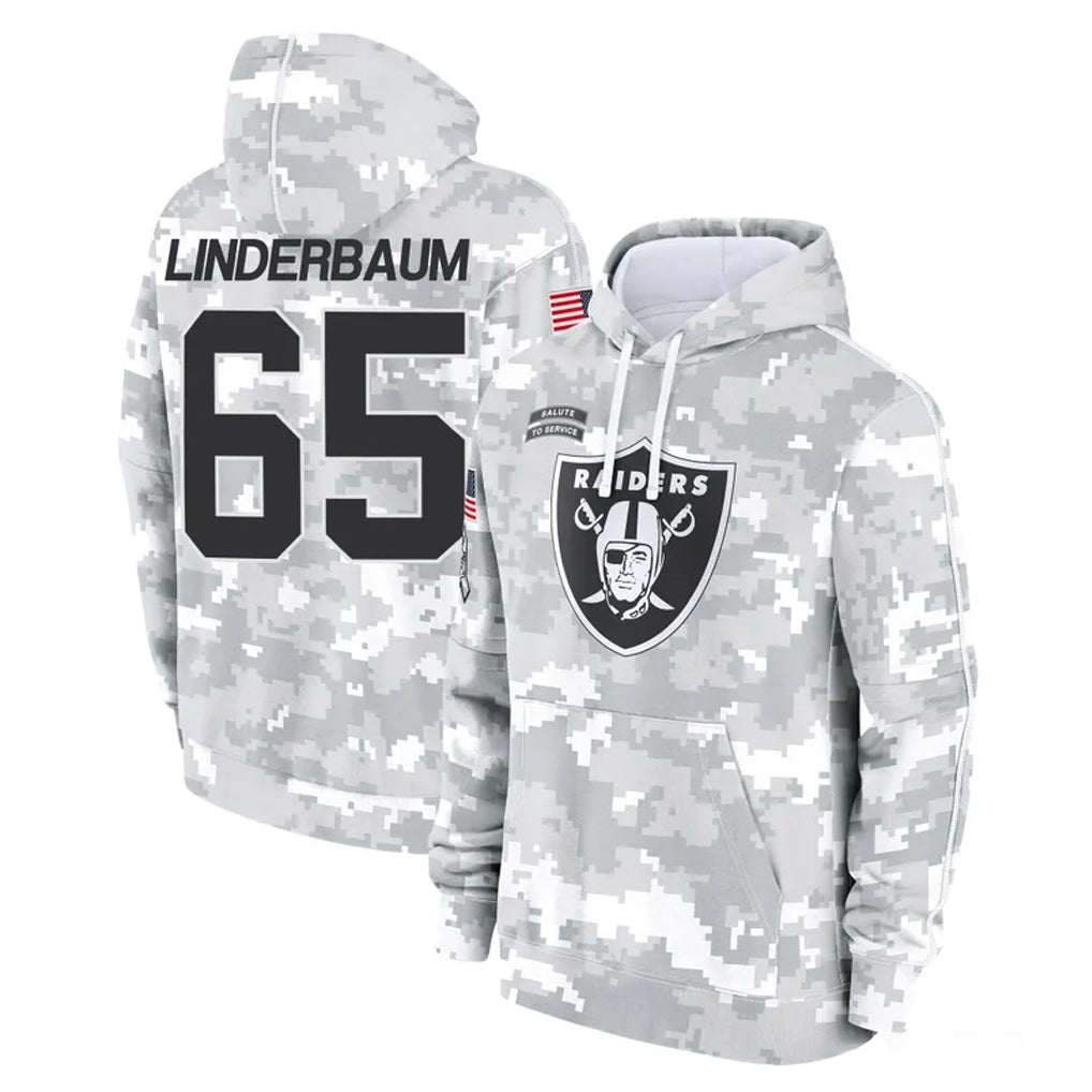 Punc LV.Raiders #65 Tyler Linderbaum Player Arctic Camo Salute to Service Hoodies Limited Game Stitched Jerseys