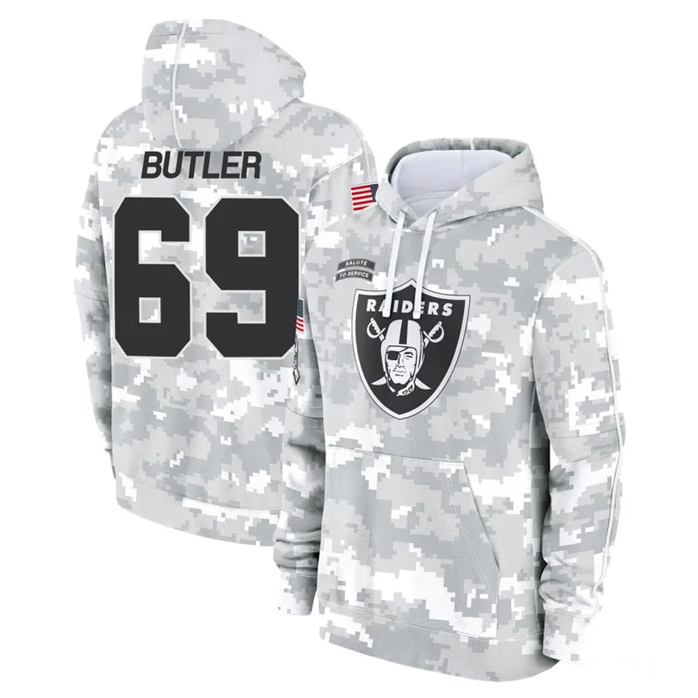 Punc LV.Raiders #69 Adam Butler Player Arctic Camo Salute to Service Hoodies Limited Game Stitched Jerseys