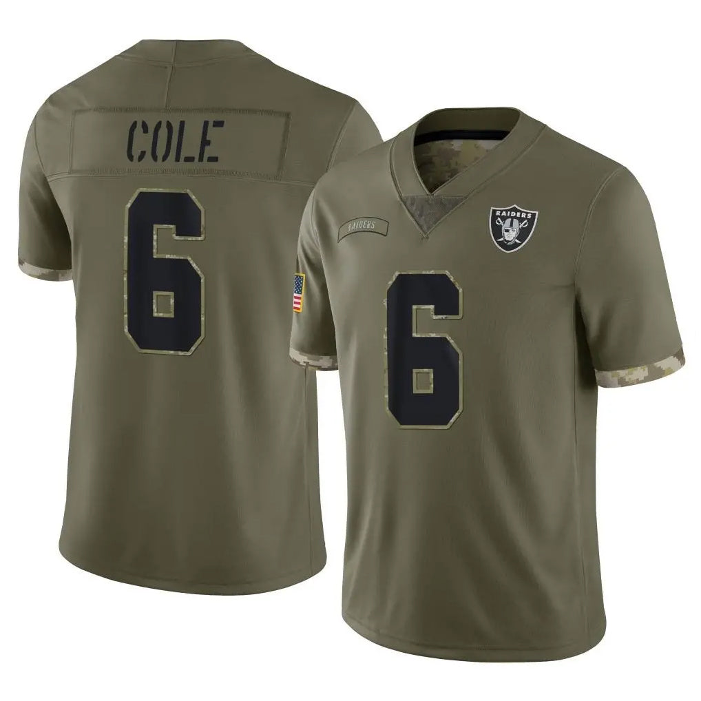 Punc LV.Raiders #6 A.J. Cole Player Olive Salute To Service Limited Stitched Jerseys