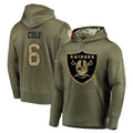 Punc LV.Raiders #6 A.J. Cole Player Olive Salute to Service Pullover Hoodies Home Game Stitched Jerseys