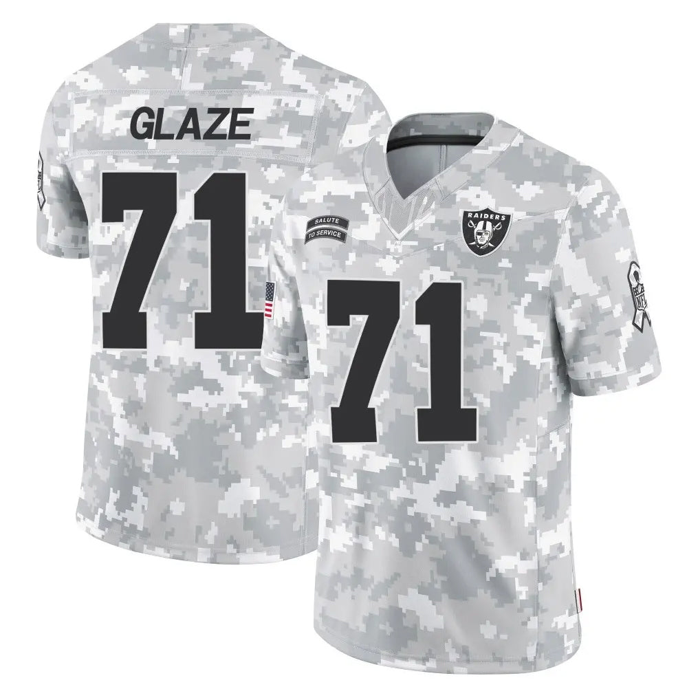 Punc LV.Raiders #71 DJ Glaze Player Arctic Camo Salute To Service Limited Game Stitched Jerseys