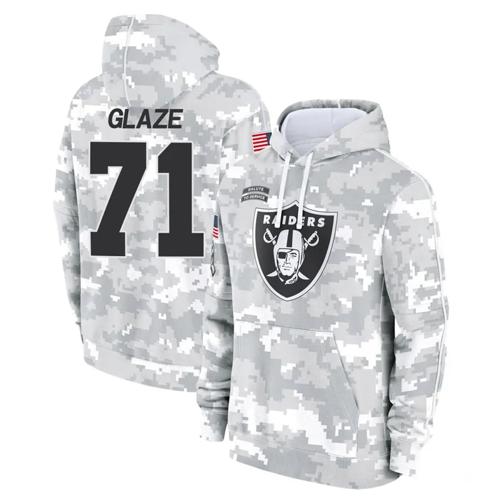 Punc LV.Raiders #71 DJ Glaze Player Arctic Camo Salute to Service Hoodies Limited Game Stitched Jerseys