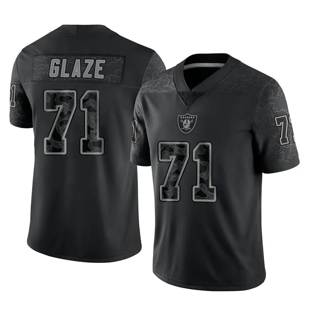 Punc LV.Raiders #71 DJ Glaze Player Black Reflective Limited Game Stitched Jerseys
