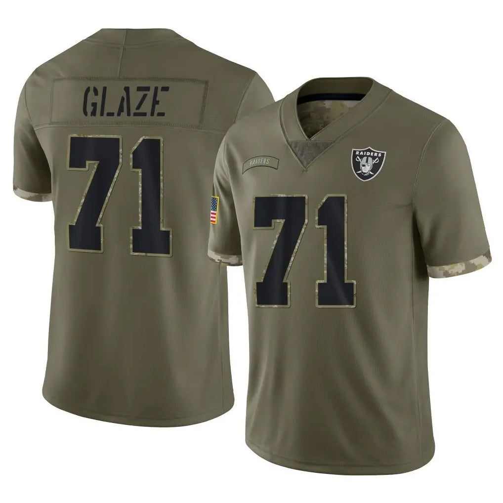 Punc LV.Raiders #71 DJ Glaze Player Olive Salute To Service Limited Stitched Jerseys