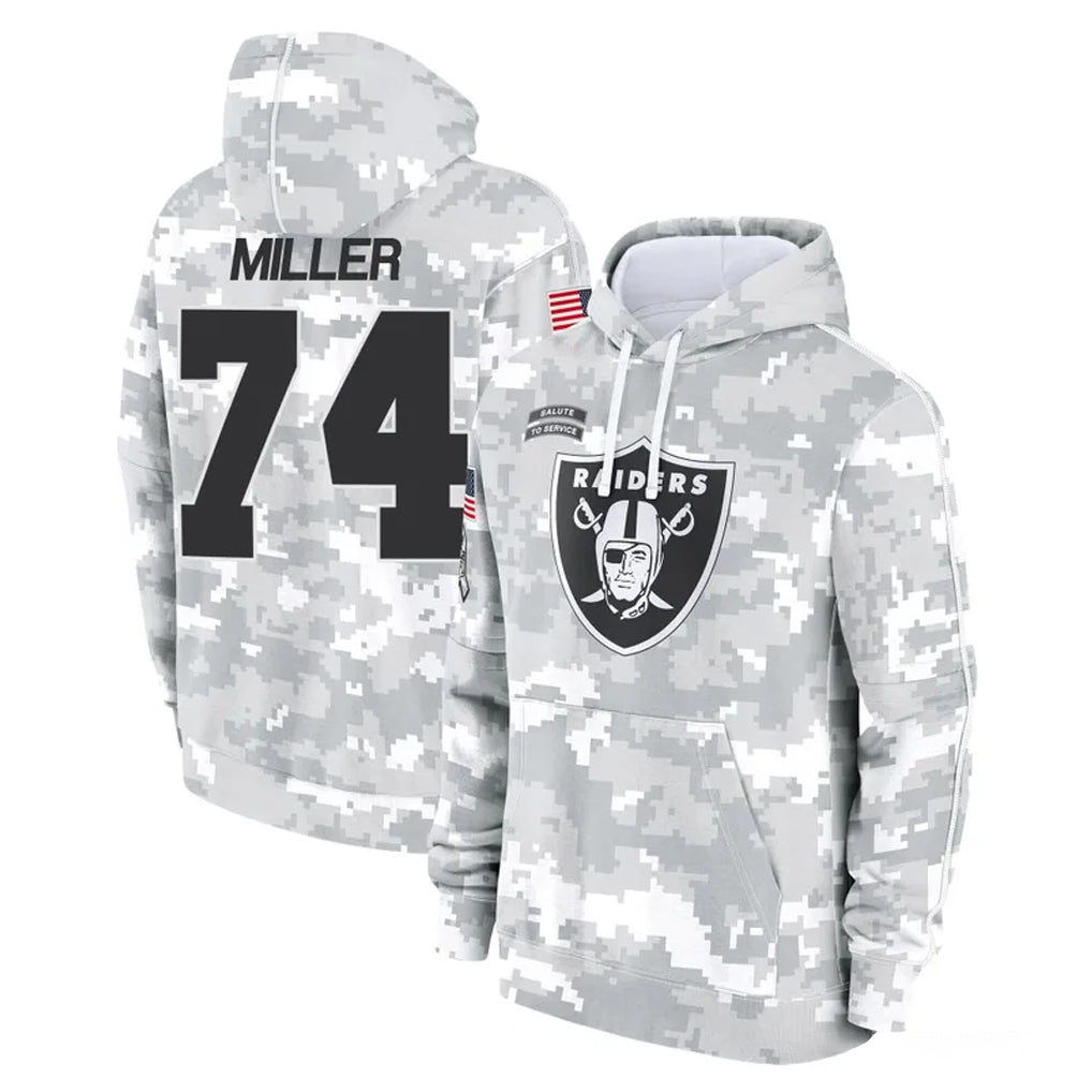 Punc LV.Raiders #74 Kolton Miller Player Arctic Camo Salute to Service Hoodies Limited Game Stitched Jerseys