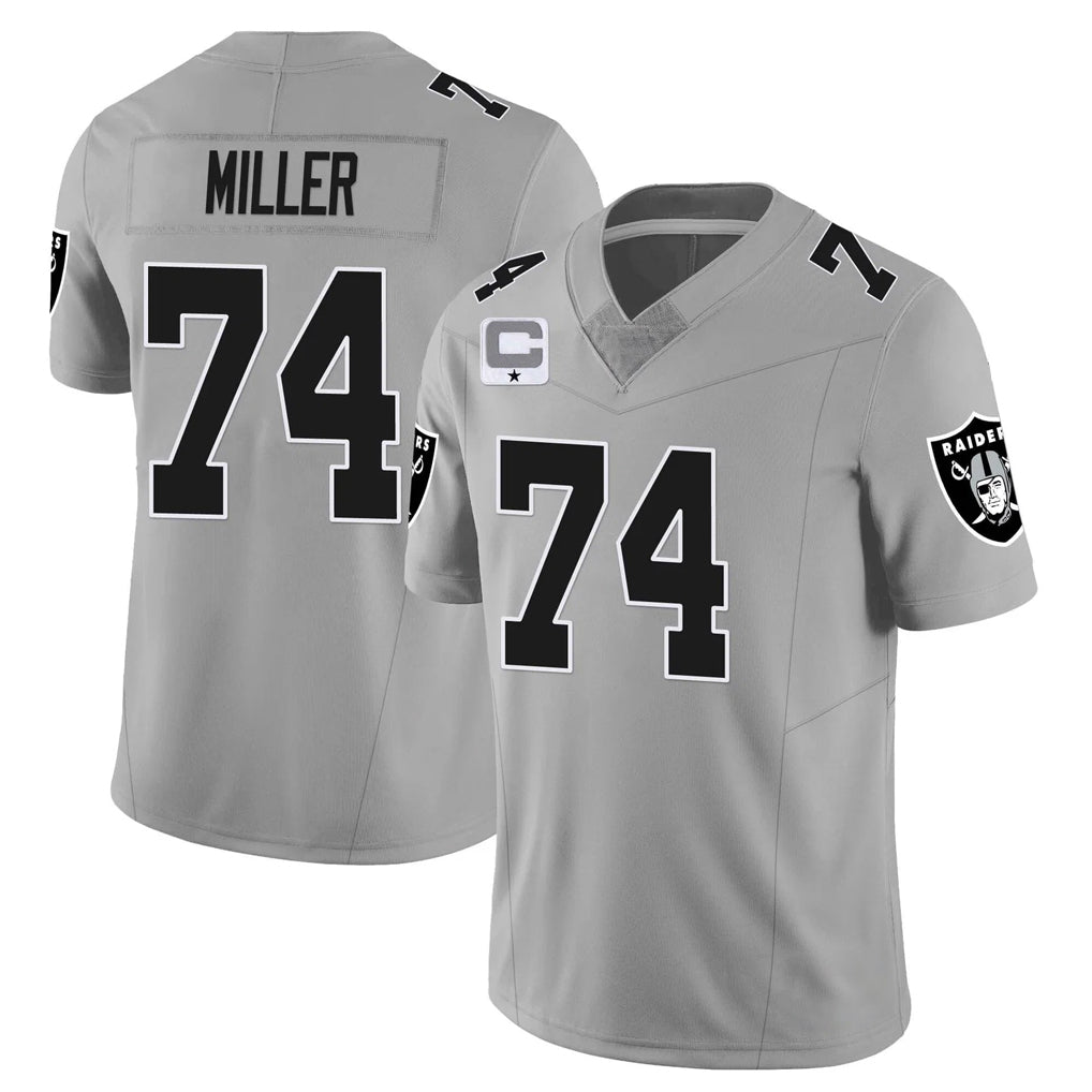 Punc LV.Raiders #74 Kolton Miller Player Gray Vapor Limited Home Game Stitched Jerseys
