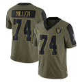 Punc LV.Raiders #74 Kolton Miller Player Olive Salute To Service Limited Game Stitched Jerseys