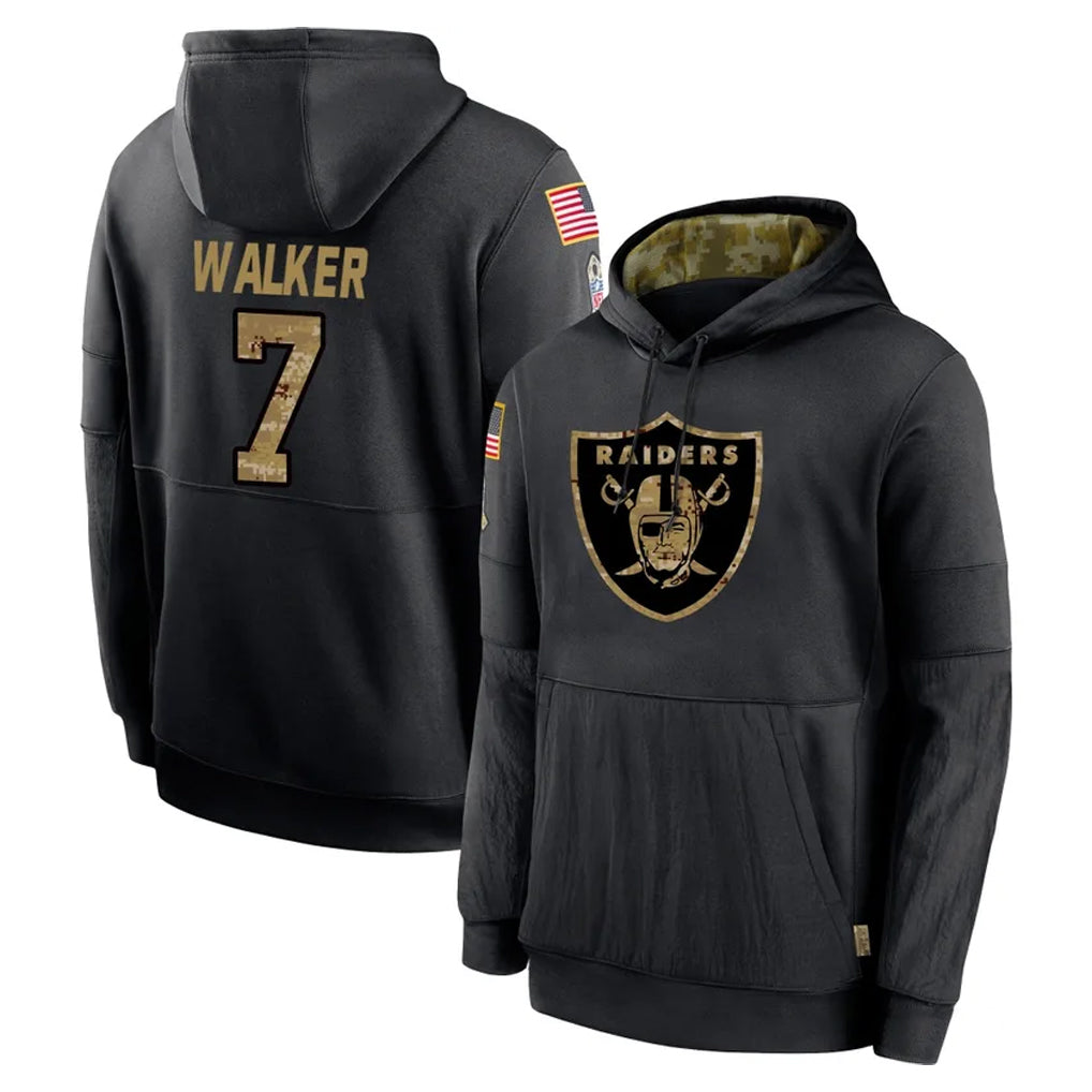 Punc LV.Raiders #7 Quay Walker Player Black Salute to Service Hoodies Limited Game Stitched Jerseys