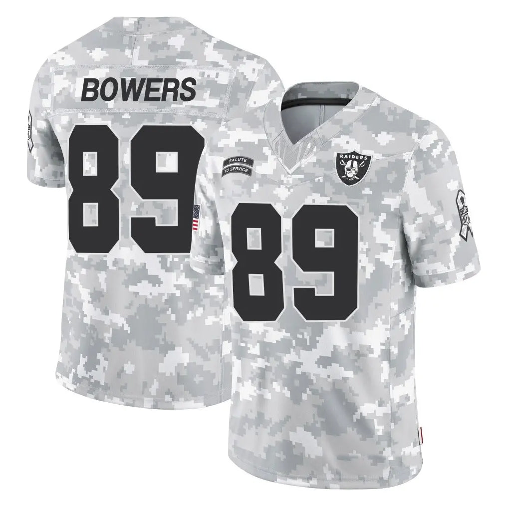 Punc LV.Raiders #89 Brock Bowers Player Arctic Camo Salute to Service Limited  Stitched Jerseys