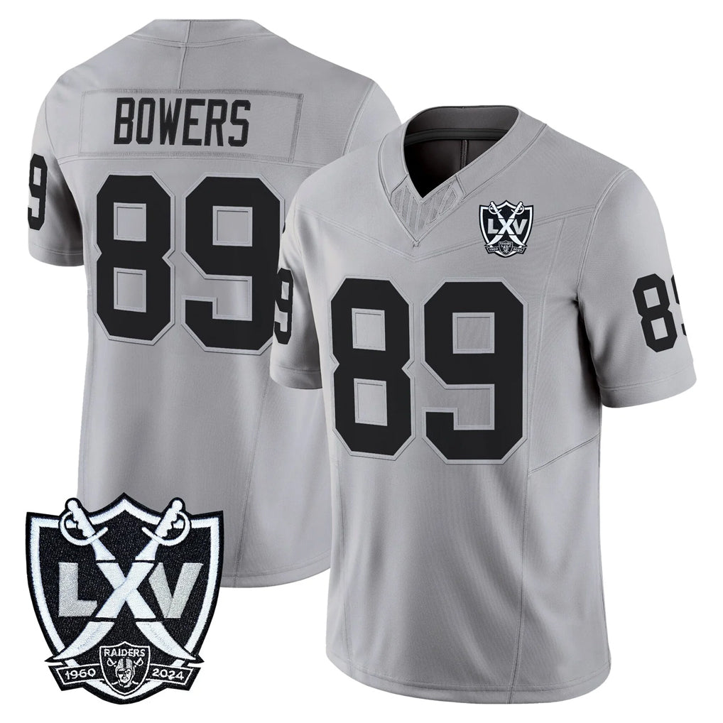 Punc LV.Raiders #89 Brock Bowers Player Gray 2026 Vapor Limited Home Game Stitched Jerseys