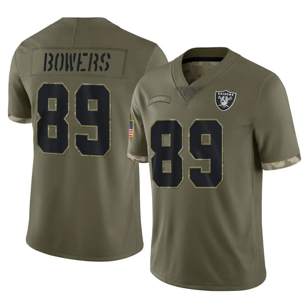 Punc LV.Raiders #89 Brock Bowers Player Salute To Service Olive Stitched Jerseys
