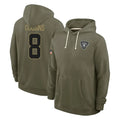 Punc LV.Raiders #8 Kirk Cousins Player Olive Salute to Service Pullover Hoodies Limited Stitched Jerseys