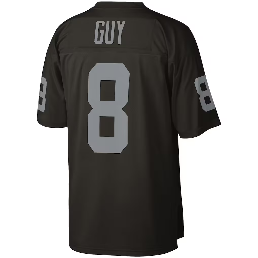 Punc LV.Raiders #8 Ray Guy Mitchell & Ness Black Legacy Replica Jersey